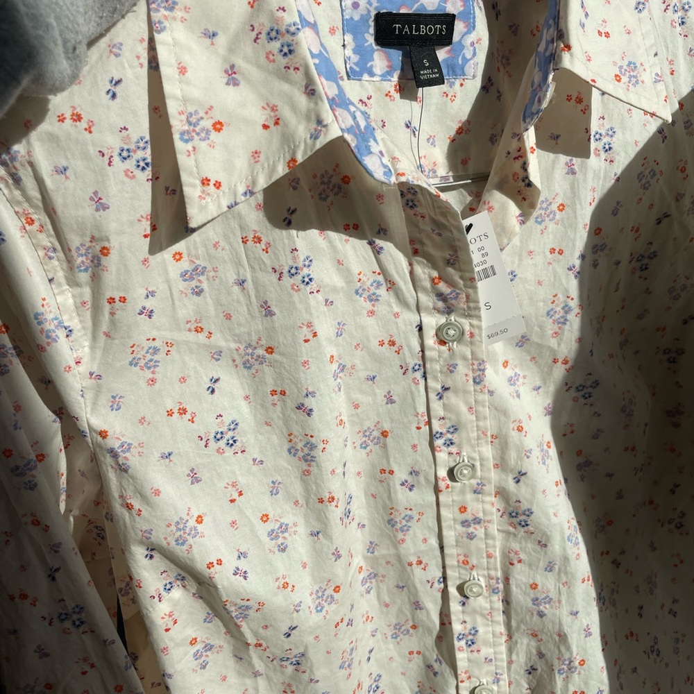 Talbots Women’s Floral Long Sleeve Blouse Button Up Size S New With Tags